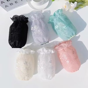 袖套女2023新款办公室上班工作短护袖冬季羽绒服白色透明蕾丝套袖