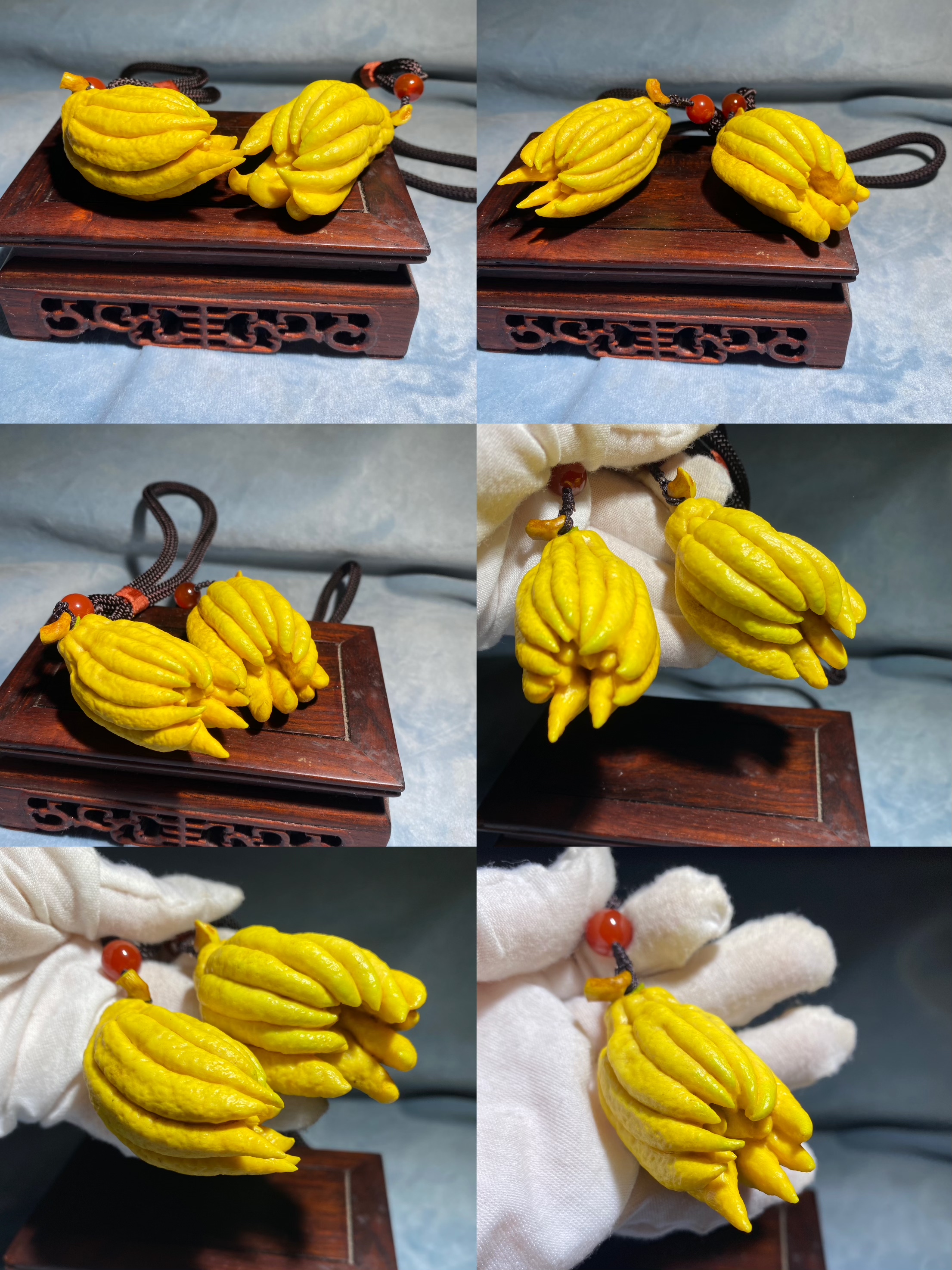 手工雕刻鹿角佛手把件摆件 手串竹刻留青竹根雕金蟾文玩工艺礼品