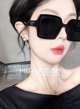 四方大框墨镜女高级感黑色圆脸显脸小海边防晒防紫外线太阳镜百搭