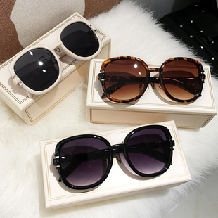 气质海边拍照墨镜女高级感显脸小方脸大框豹纹个性 茶色太阳眼镜潮