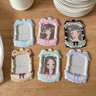少女玩心花边猫耳小卡卡套ins风追星三寸拍立得谷美收纳展示挂件