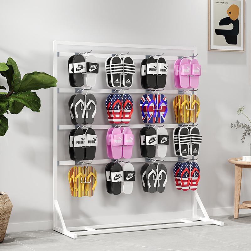 可调节袜子展示架铁艺拖鞋货架免打孔靠墙落地式单面内衣内裤架子