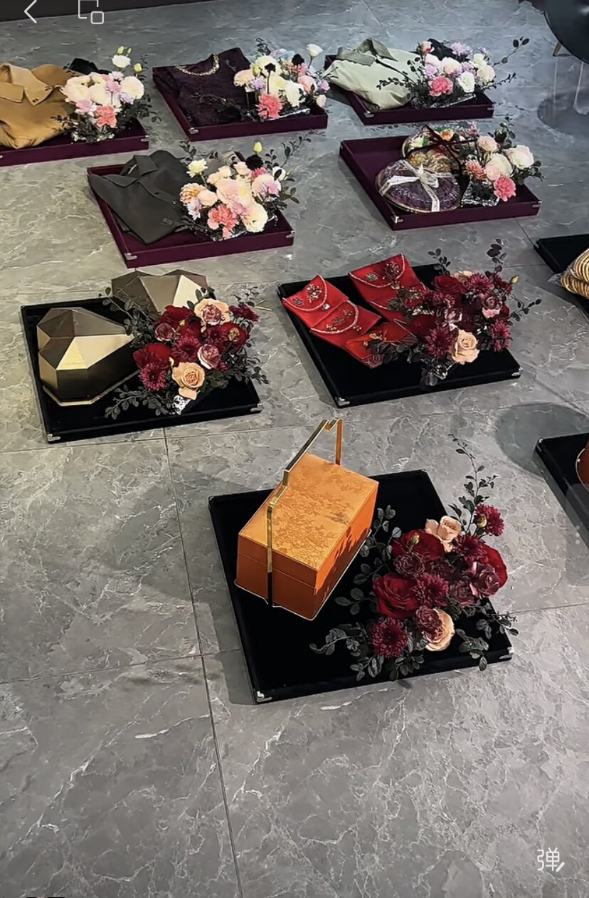大号50*50婚庆用品托盘婚礼装饰品仿真花束摆件盘结婚摆件托盘
