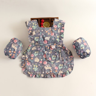 花猫小兔宝宝罩衣防水儿童围裙外穿纯棉无袖新款婴儿吃饭小孩围兜