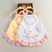 小兔子女宝宝纯棉罩衣儿童公主裙女孩围裙防水撞色洋气婴儿围兜