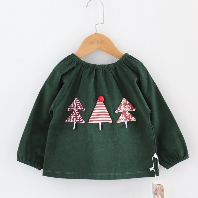 圣诞特色婴幼儿纯棉儿童罩衣宝宝反穿衣小孩灯芯绒围裙围兜吃饭衣