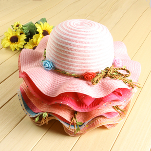 女宝宝帽子夏草帽儿童护头女童遮阳太阳帽凉帽夏季女孩公主帽夏天