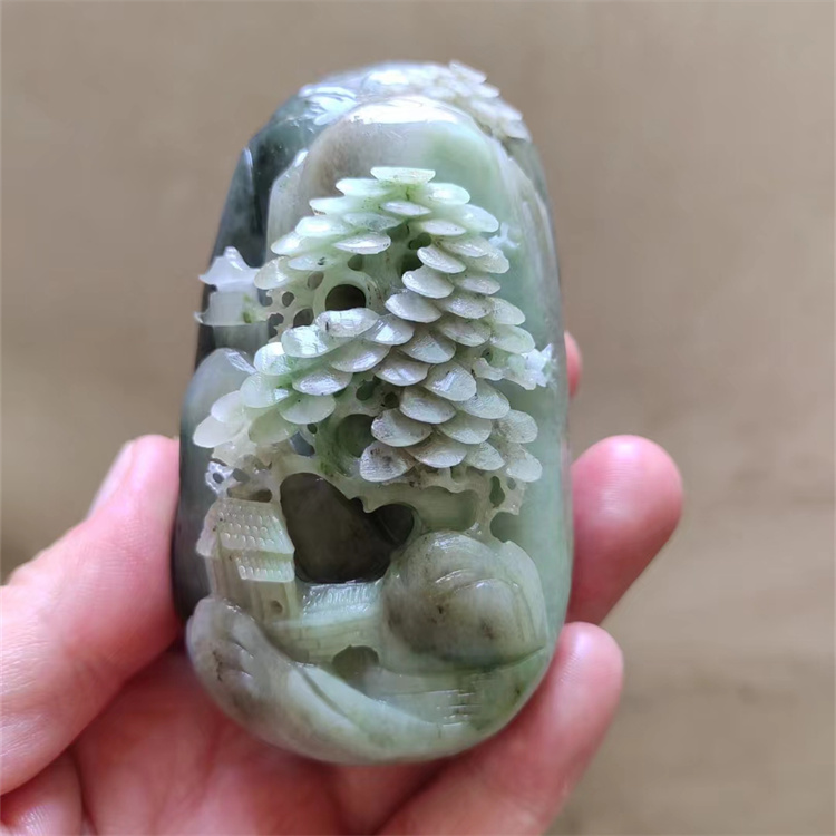 天然独山玉山水手把件顺风顺水天然南阳独山玉把玩件包邮