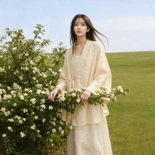 新中式慵懒风V领系带长袖上衣女宽松轻奢高级感防晒衬衫2025新款