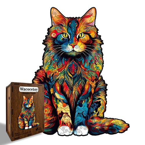 猫咪拼图164片木质异形