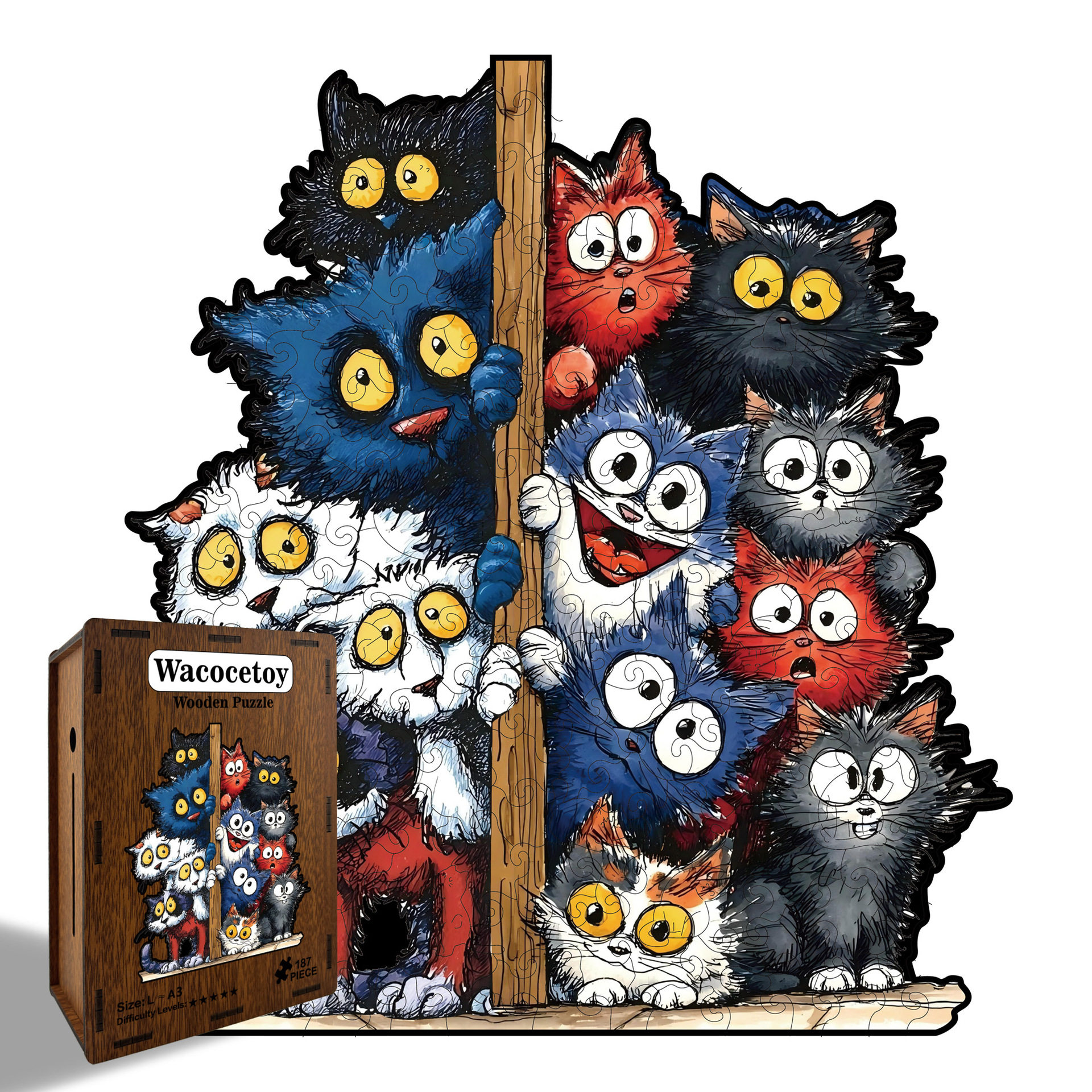 惊讶猫拼图190-250片木质异形