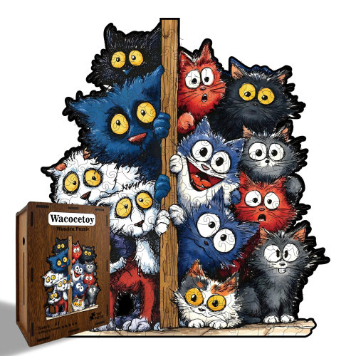惊讶猫拼图190-250片木质异形
