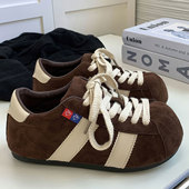 板鞋 棕色低帮时尚 百搭系带潮流港风新款 小众休闲款 青春款 复古韩版