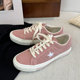 系带磨砂休闲鞋 粉色低帮男女同款 新款 潮流款 情侣百搭平底透气时尚