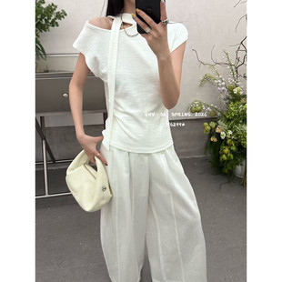 女色春夏韩版设计感时尚休闲宽松飘带显瘦百搭短袖T恤上衣女