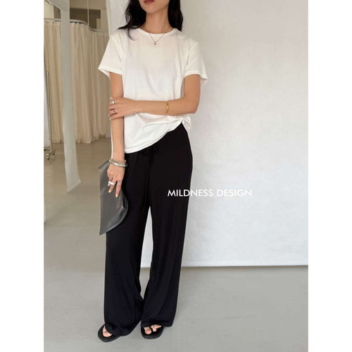 MILDNESS春夏季韩版简约休闲宽松亲肤透气圆领短袖T恤上衣女装