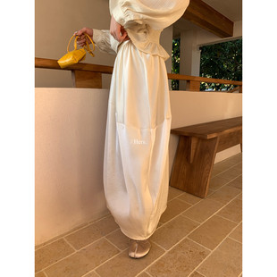 Hers2026春夏季 简约气质高腰休闲日常百搭显瘦光感茧型半身裙女