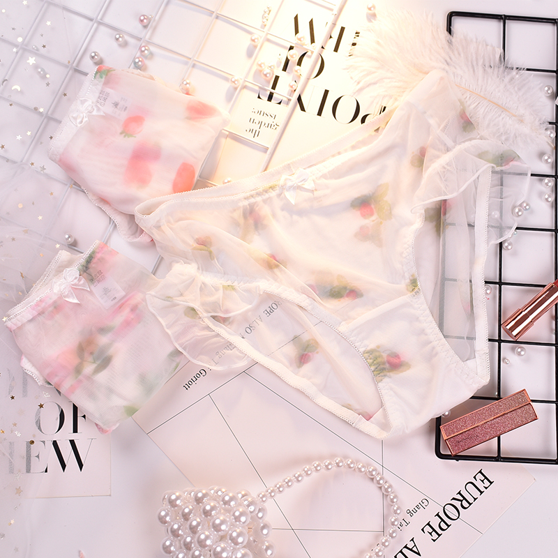 可爱风网纱薄款透视速干三角裤