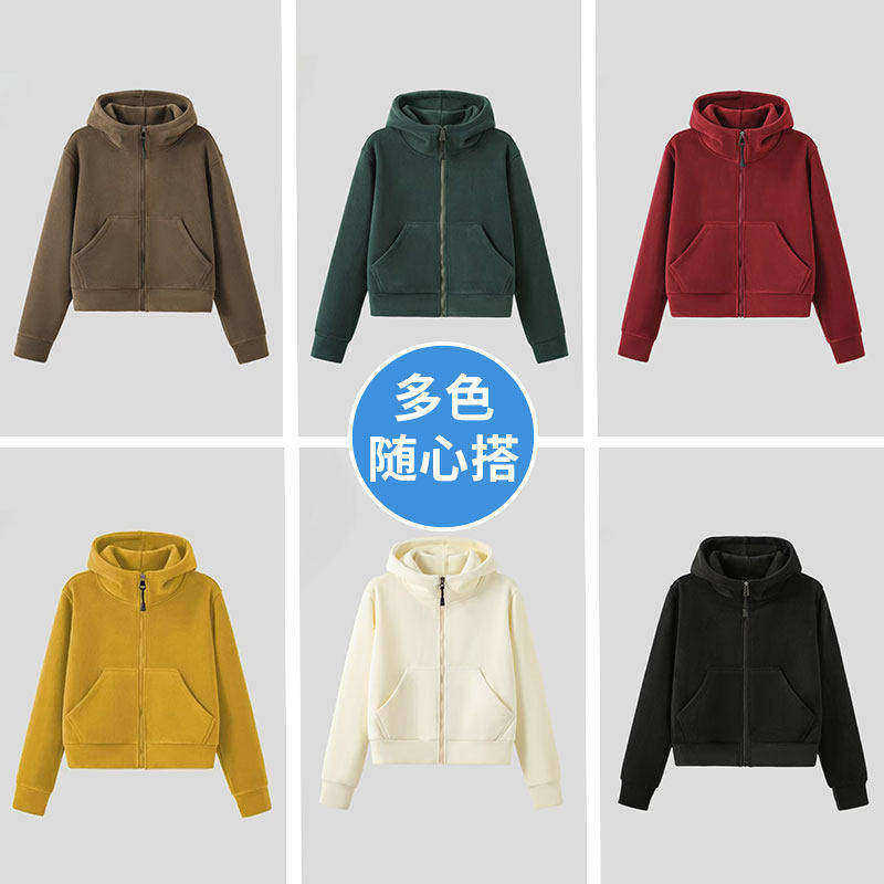 2026秋冬新款运动外套女户外保暖短款长袖瑜伽服跑步健身骑行服