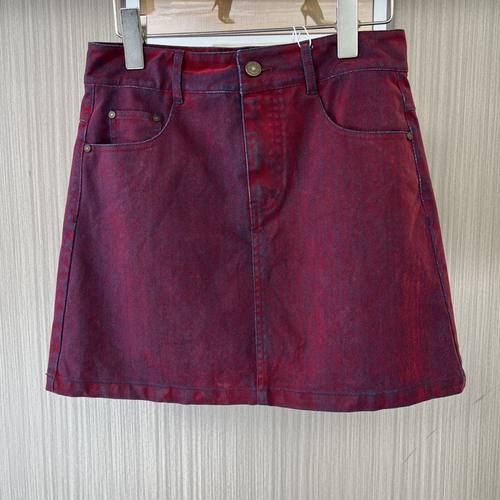 1516品牌撤柜DS红色辣妹牛仔半身裙秋季新款高腰防走光短裙