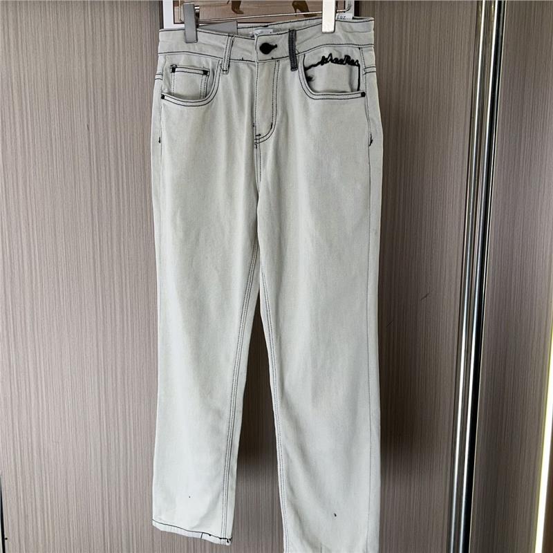 2022-1白色牛仔裤高腰宽松新款弹力小个子显瘦九分直筒裤子烟管