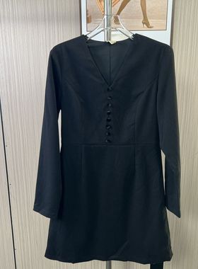 8557撤柜DS春秋长袖连衣裙新款中长款气质时尚收腰修身显瘦裙子