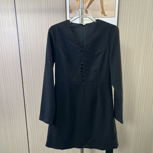 8557撤柜DS春秋长袖连衣裙新款中长款气质时尚收腰修身显瘦裙子