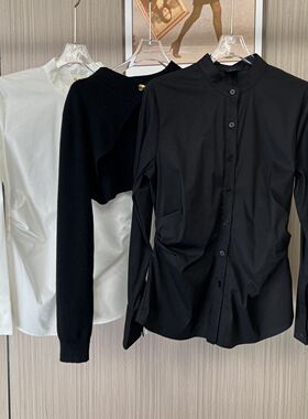 2027品牌撤柜DS修身立领上衣长袖棉质气质新款春秋新品衬衫百搭