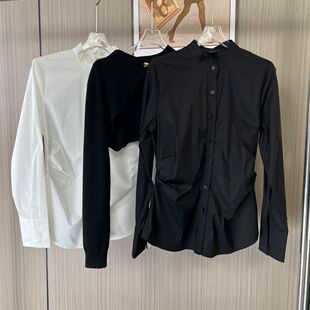 2027品牌撤柜DS修身立领上衣长袖棉质气质新款春秋新品衬衫百搭