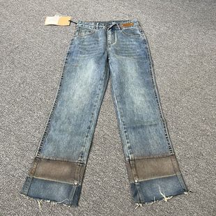子 裤 6160撤柜高腰卷边烟管九分显瘦新款 翻边直筒宽松牛仔裤