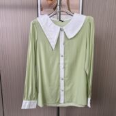 衬衫 秋季 翻领2025新款 2002撤柜cg大码 衬衣设计感小众娃娃长袖 上衣