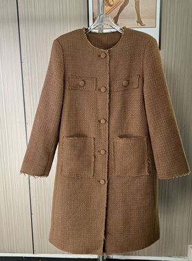 6681撤柜xxq秋冬季小香风中长款外套加厚