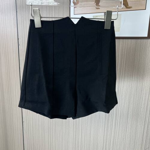 972撤柜CH黑色新款高腰休闲弹力阔腿西装mm短裤夏季显瘦热裤裤子