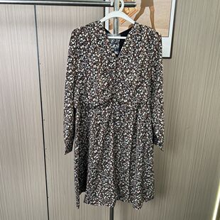 1063撤柜cg大码气质长袖碎花连衣裙新款时尚女装短裙小个子裙子