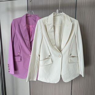 4248剪标新款粉色西装春秋高级时尚设计外套韩版休闲白搭西服宽松
