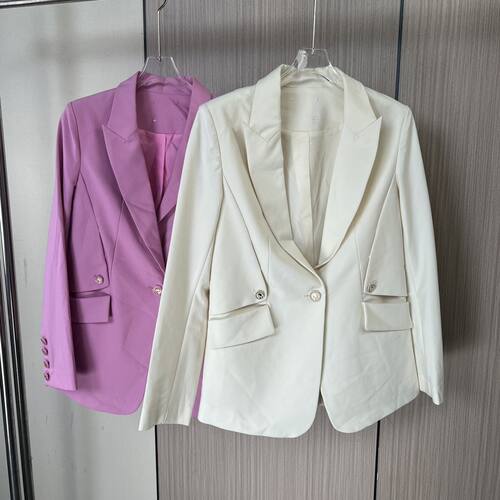 4248剪标新款粉色西装春秋高级时尚设计外套韩版休闲白搭西服宽松