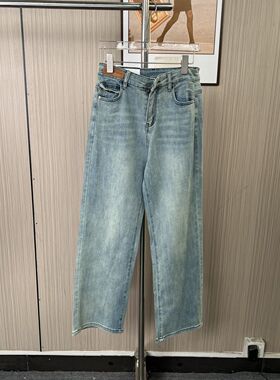 9328撤柜AG阔腿复古牛仔裤薄款2025高腰新款宽松显瘦直筒裤子