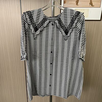 4029撤柜cg大码女装格子上衣娃娃新款2025宽松春季衬衫