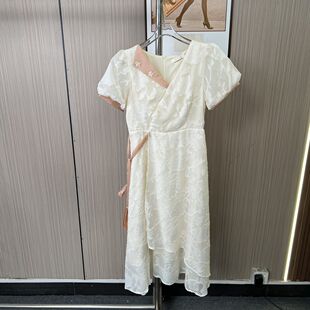 1018撤柜AL新款夏季法式连衣裙温柔收腰长裙气质显瘦裙子设计