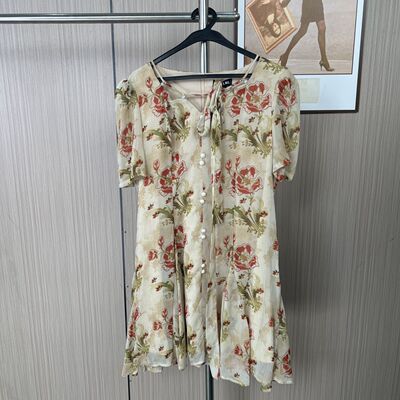 A03集合链接气质碎花连衣裙女装新款夏季中长款短袖裙子