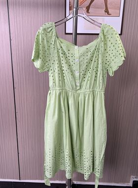 1102撤柜cg大码新款连衣裙夏季法式泡泡镂空2025气质长裙