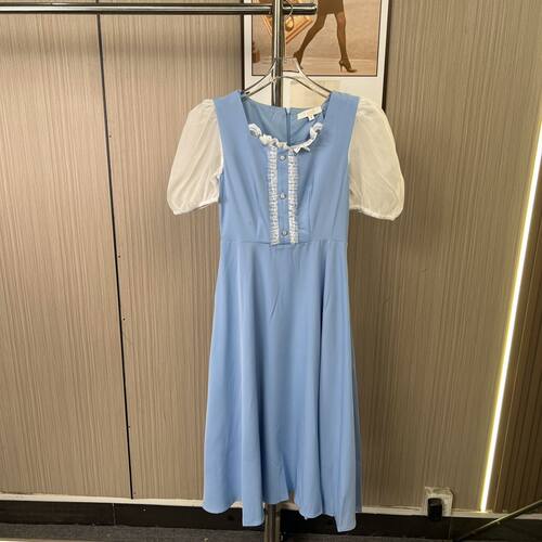 1017撤柜AL新款女装连衣裙法式温柔夏季气质裙子收腰长裙