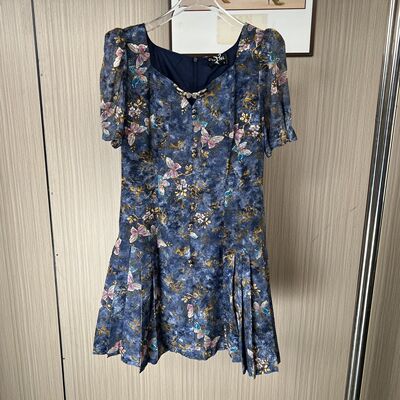 5442品牌撤柜CH夏季新款碎花高级显瘦蝴蝶印花裙子连衣裙女