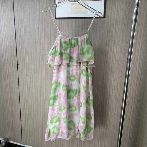 3114撤柜WL度假女装新款碎花印花宽松荷叶气质吊带连衣裙夏季裙子