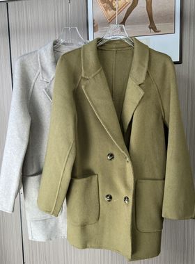 111-63双面羊毛呢西装呢大衣外套新款毛呢秋冬小个子韩版宽松
