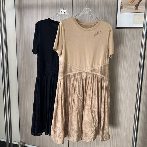 9818品牌撤柜剪标2026夏季新款国风拼接款连衣裙女过膝款中长裙子