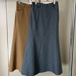 气质高腰长裙鱼尾半身裙显瘦百搭秋季 6017品牌撤柜DS定制时尚 新款