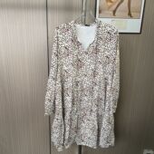 1035撤柜cg大码 裙子设计 度假连衣裙宽松显瘦新款 女装 碎花长袖