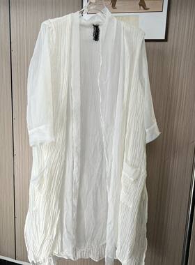 6200品牌撤柜南油货春夏季时尚假两件白色披肩外套女中长款