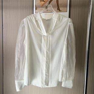 11025撤柜ATU白色飘带2025衬衫 气质宽松上衣衬衣 设计新款